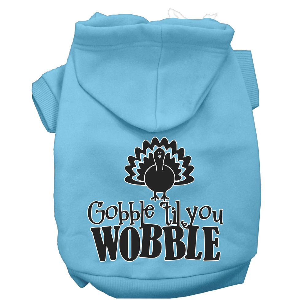 Gobble til You Wobble Screen Print Dog Hoodie Baby Blue S